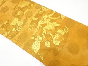 鳳凰に菊・桐唐草模様織り出し　袋帯